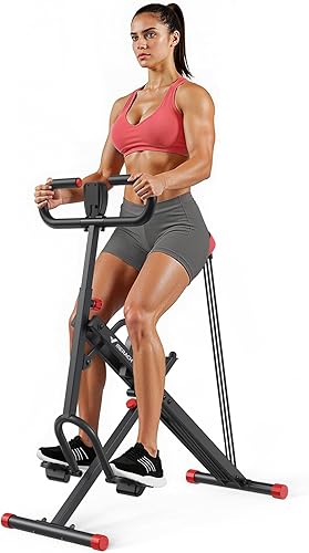 Vista 10 de Máquina de sentadillas, MERACH R07 2 en 1, máquina de remo para sentadillas, fácil instalación y equipo de ejercicio plegable, máquina de Gris