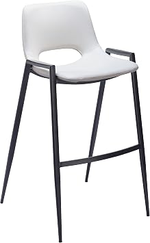 Zuo Modern Bar Chair Set, White, Black