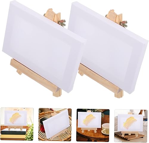 Miniatura 4 de EXCEART 10 juegos de caballete de pintura, caballete de exhibición, pequeño lienzo, madera, artista, dibujo, mini tableros, lienzos de pintura para