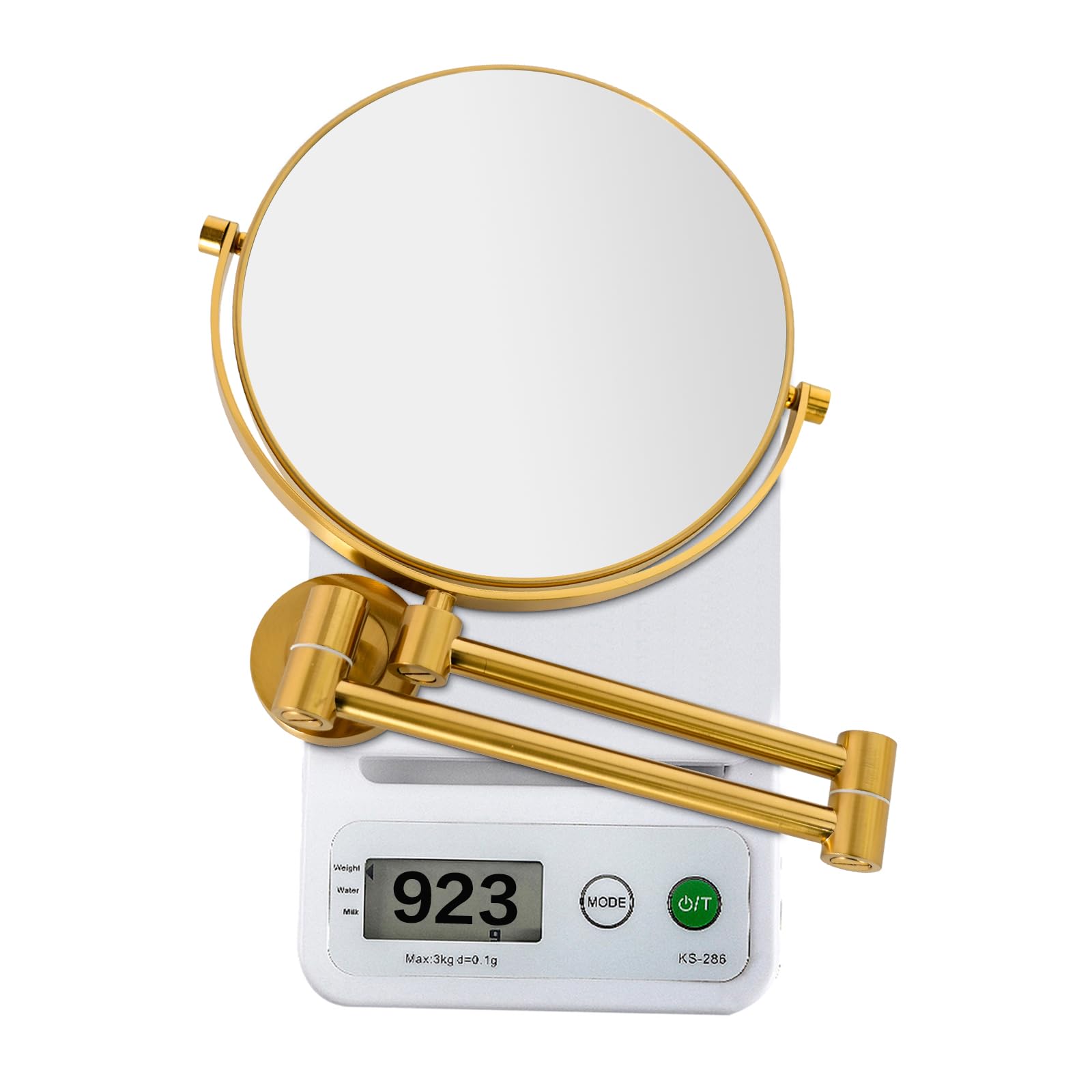 Nicesail Miroir Grossissant Lumineux Mural X7 - Miroir Extensible Salle De Bain Doré Double Face 20cm