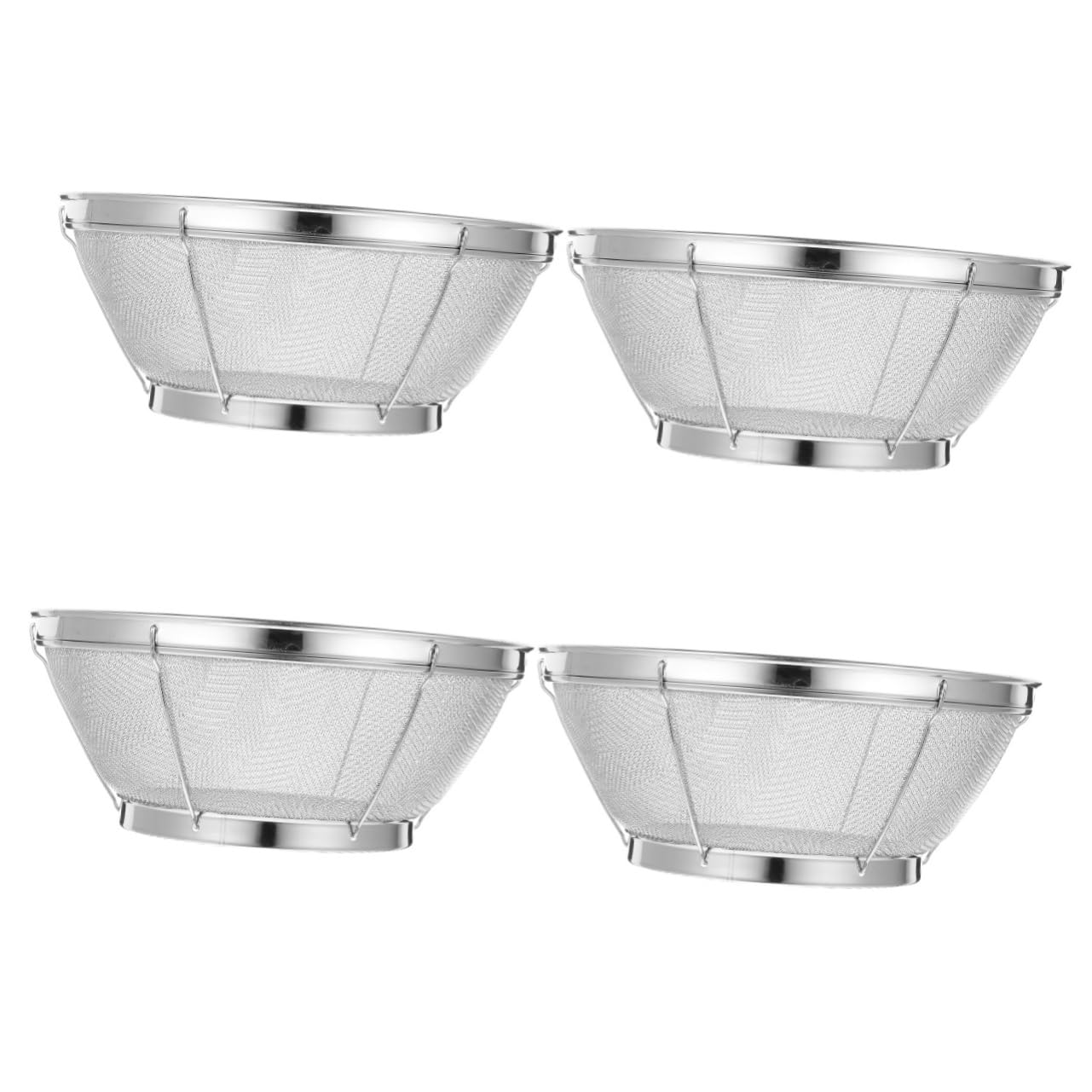 Anneome 4 Coladores de Malla Fina para Cocina Cuenco para Lavar Arroz Cesta de Drenaje de Acero Inoxidable.