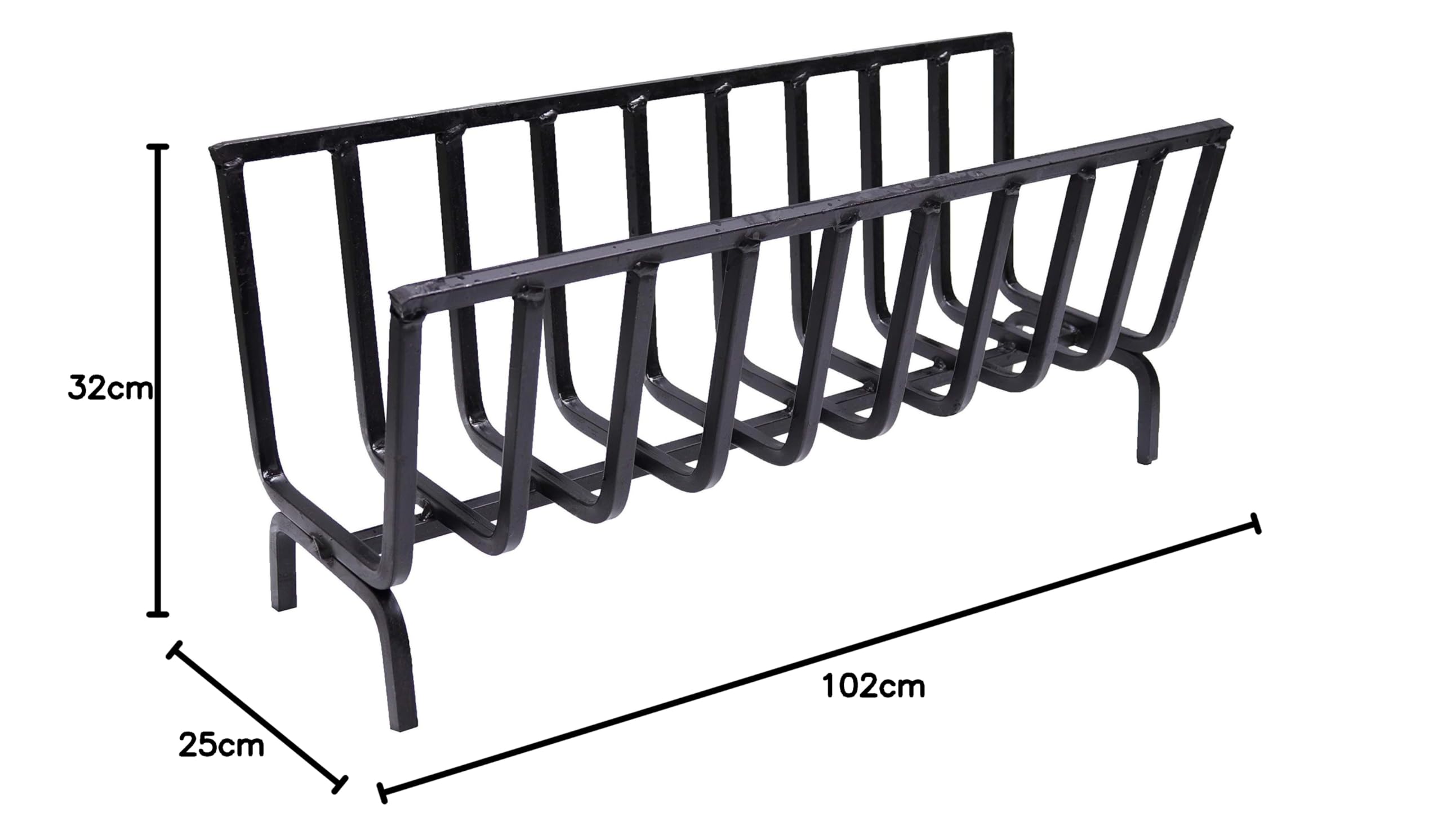 Fonderia Bongiovanni | Brucialegna | porta legna | portalegna da interno | portalegna da esterno | braciere | in ferro per camino e barbecue (cm 72x25x32h)