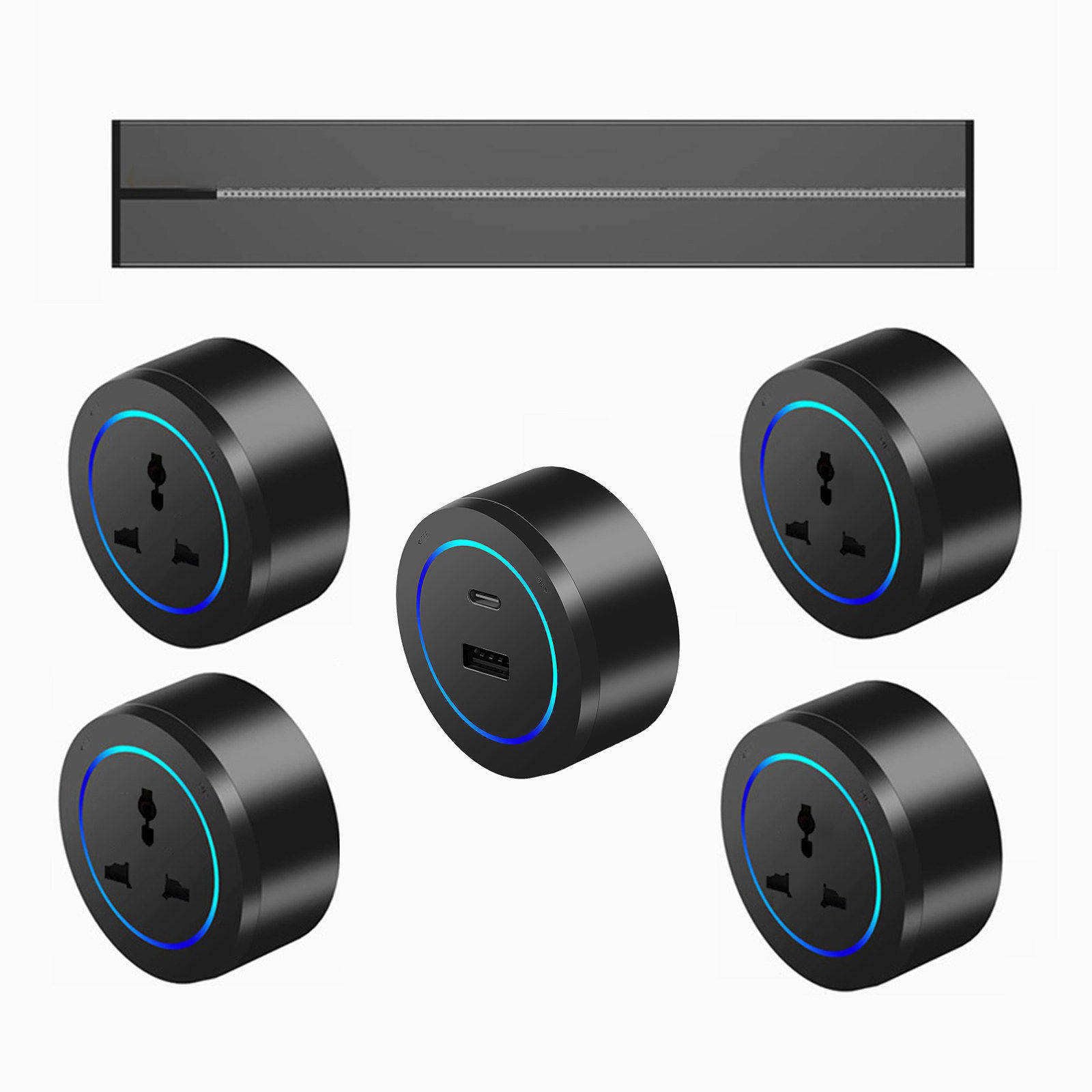 Power Strips Safe &amp; Powerful, Detachable Sockets for Convenience, Flexible Rotation &amp; LED Indication, Easy Installation Without Grooving(Black,80cm)