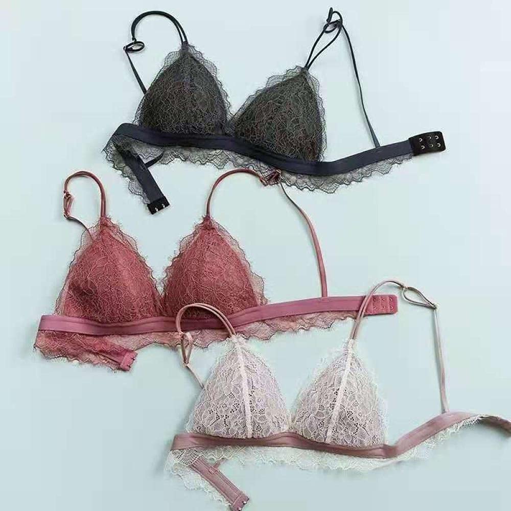 Conjuntos de lencería erótica para Mujer Sujetadores Finos sexys para Mujer Conjunto de Sujetador sin Costuras de Encaje cómodo - Negro_XL