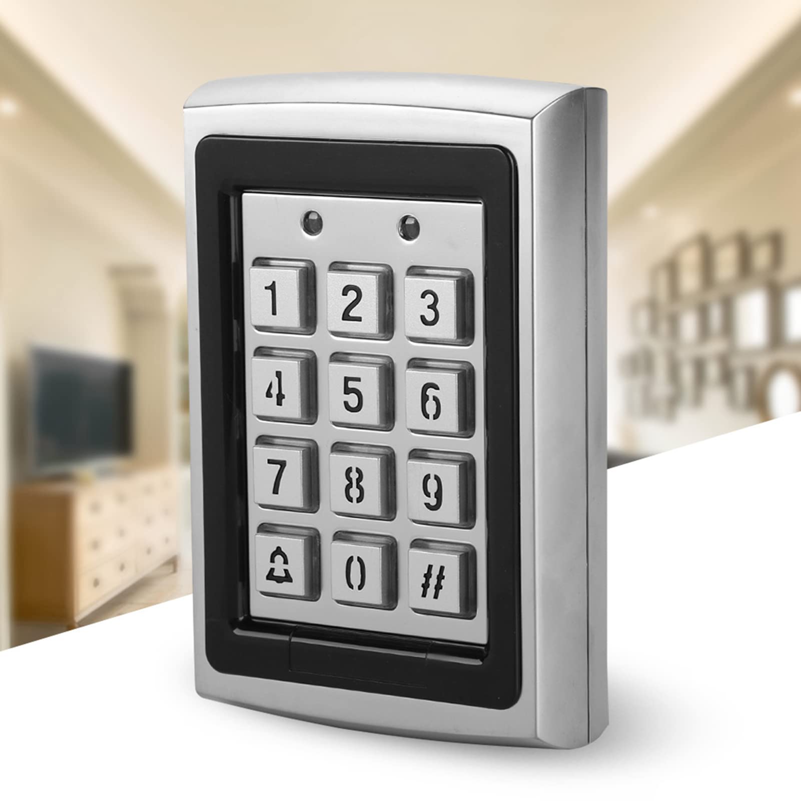 Sonew Codeschloss Türöffner, Tür Zugriffskontrolle, RFID 125KHz Standalone Zugriffskontrolle mit blauer hintergrundbeleuchteter Tastatur Unterstützung 1000 Benutzer (Silber)