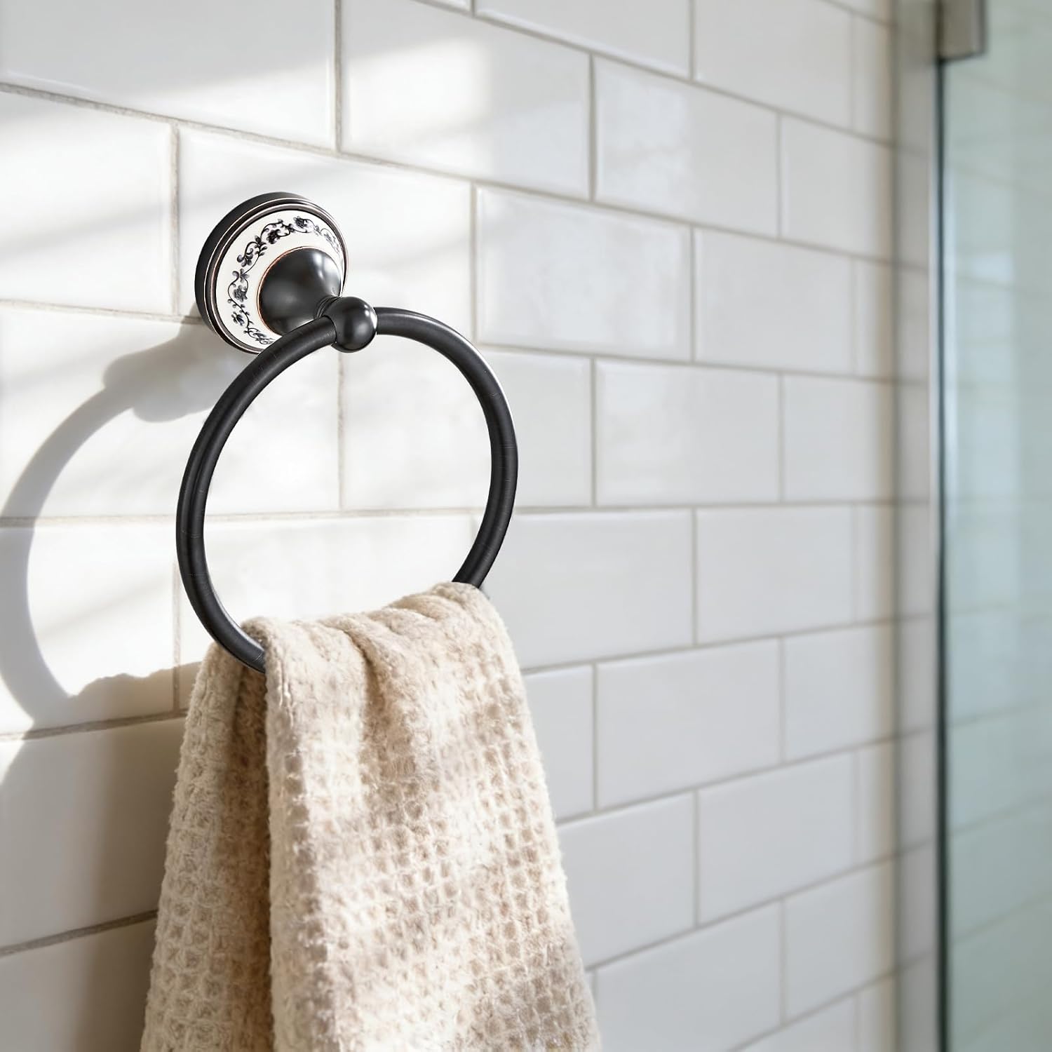 Black Towel Ring Clothes Hook Tissue Holder Three Piece Set, Bathroom Kitchen Antique Three Piece Set,Wall Mounted Bathroom and Kitchen Supplies YIGUANXIN