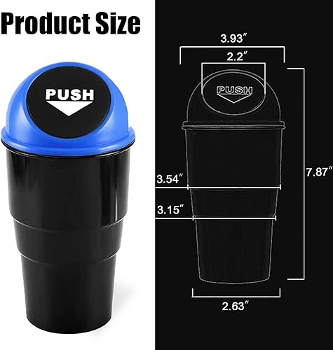 Miniatura 2 de NTNEV Mini basurero para automóvil, contenedor de basura para automóvil, a prueba de fugas, cubo de basura para automóvil con tapa, contenedor