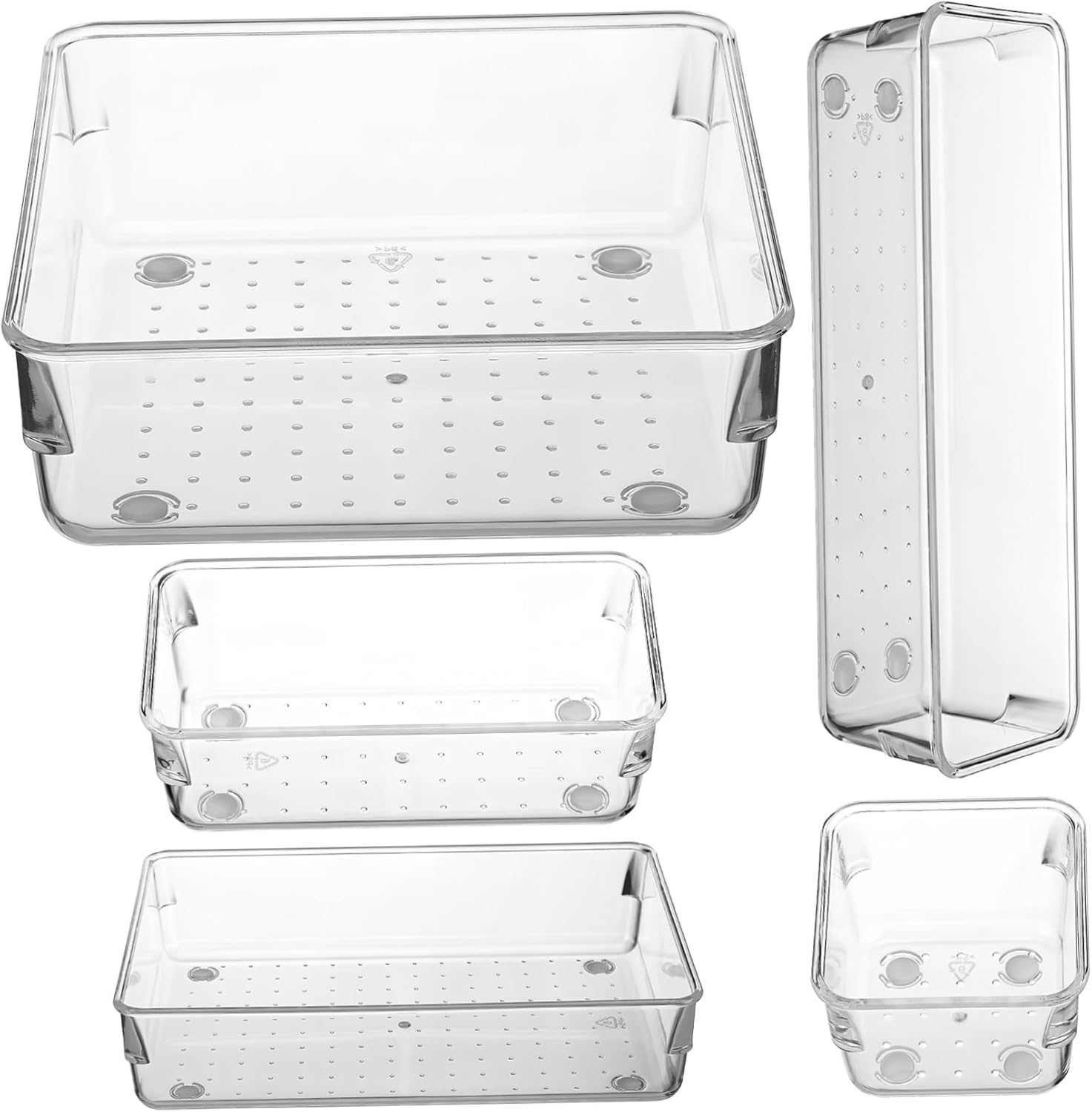 NUOBESTY Organizer Set Versatile Storage Trays for Kitchen Bathroom and Office Dividers for Maximum Space Utilization Multi-sized Bins with Combination Design