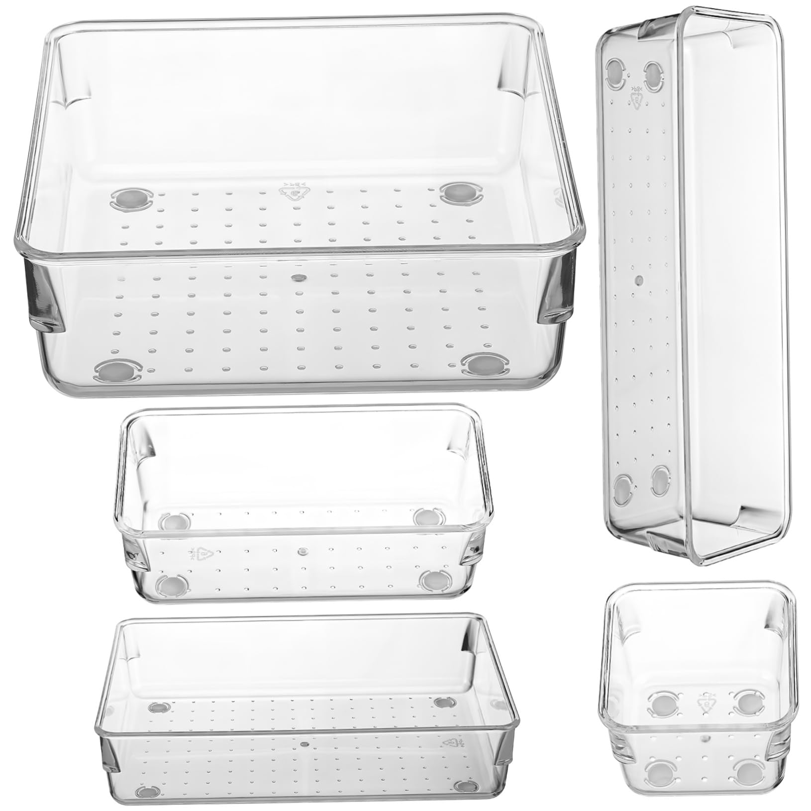 NUOBESTY 1set Organizer Bins Storage Dividers for Kitchen Bathroom Office Versatile Makeup and Vanity Organizer and Easy to Clean Non-skid Base