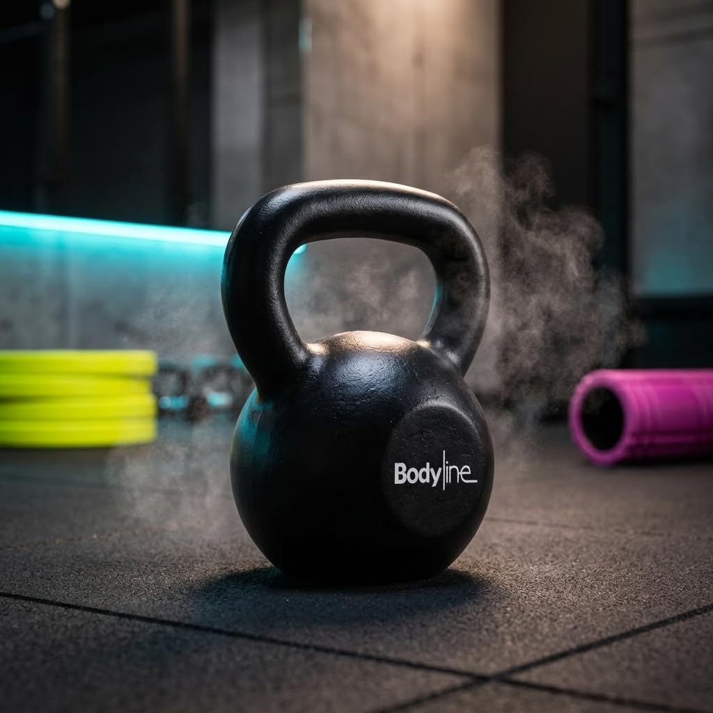Pesas rusas Bodyline de hierro fundido de 16 kg, mancuernas rusas profesionales para entrenamiento funcional, gimnasio y acondicionamiento físico en casa con agarre ergonómico