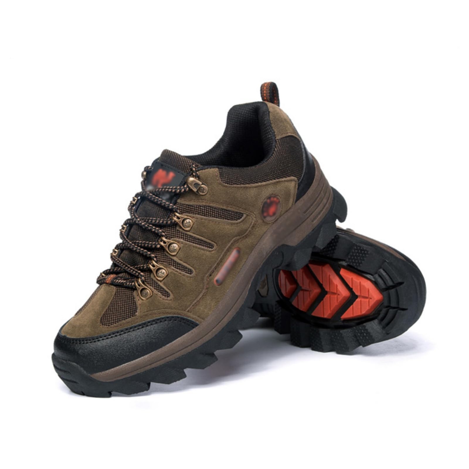 Męskie wodoodporne buty trekkingowe niskie skórzane outdoorowe | Lekkie obuwie trekkingowe, Wytrzymały zamsz, Sznurowane, oddychające, Na kemping, podróże i biegi terenowe