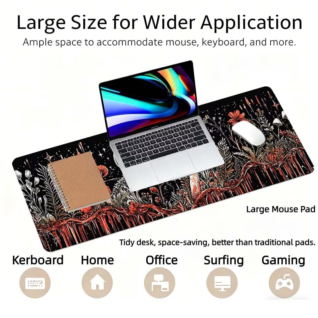 Lpfieonn Japanischer Stil Schreibtischunterlage XXL, Landschaft Schreibtischunterlagen Großes, Gaming Mousepad XXL mit ernähter Rand und Rutschfeste Gummibasis, für PC/Laptop/Mausa 120x60cm PF-2166