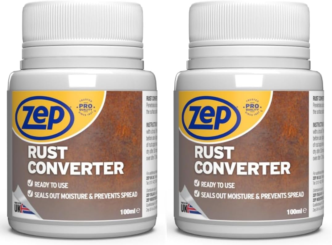 Zep Rust Converter and neutraliser - 2 Pack with a brush for easy application | Rust inhibitor | Rust converter for cars | Rust converter for metal | Car rust treatment (Rust Converter 2 Pack)