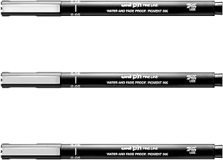 UNI-BALL PIN DRAWING PEN FINELINER ULTRA FINE LINE MARKER 0.05mm BLACK Ink - [Pack of 3]