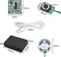 Vista 7 de Módulo de sonido Control de botón Música Reproductor de voz programable Chip de conversación musical 8 MB MP3 WAV USB descargable con caja