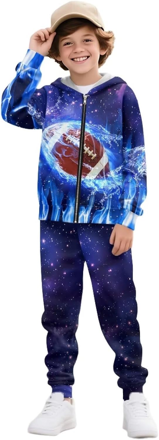 Boys' Tracksuits 2 Piece Zip Up Cozy Hoodie and Sweat Pants Jogger Set Sweatsuit with Pocket