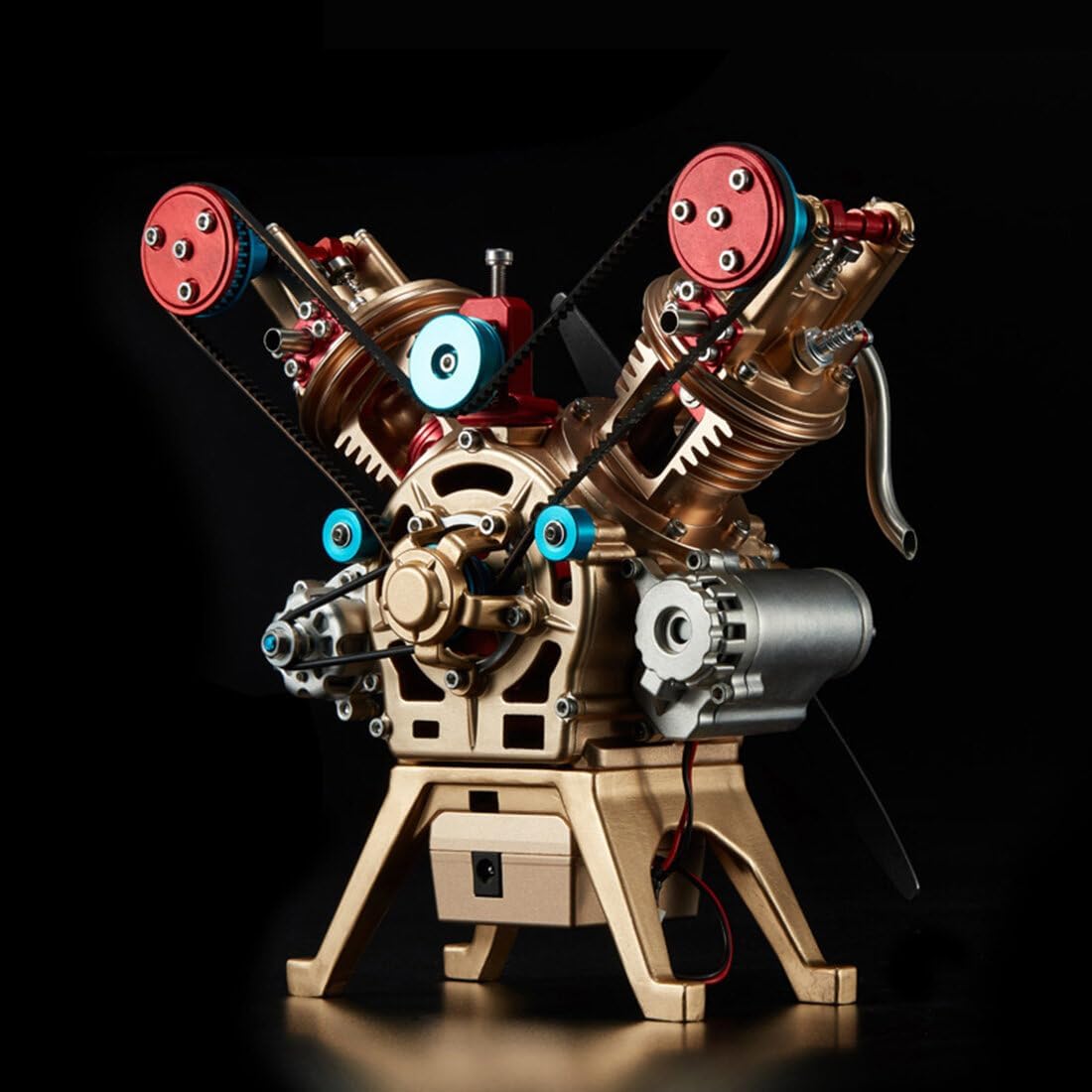 Engine Model Kit, Mini V2 Double-Cylinder Metal Engine Model, Educational Physics Experiment STEM Toys, Teens & Adults Gifts, 13LLUAYH51C711OI
