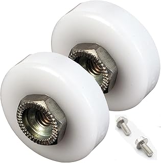 3/4" Flat Edge Nylon Roller Ball Bearing Shower Door Roller with Threaded Hex Hub (2 Pack) | Flat Roller Ball Bearing Tub Enclosure