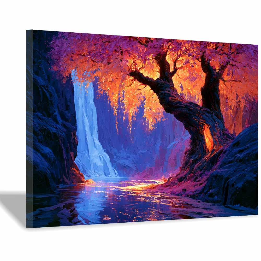 HOQIU Tree Wall Art Vibrants Abstract Tree artwork, home canvas prints, for Bathroom Living Room Bedroom(Multicolor)-40x60cm Framed