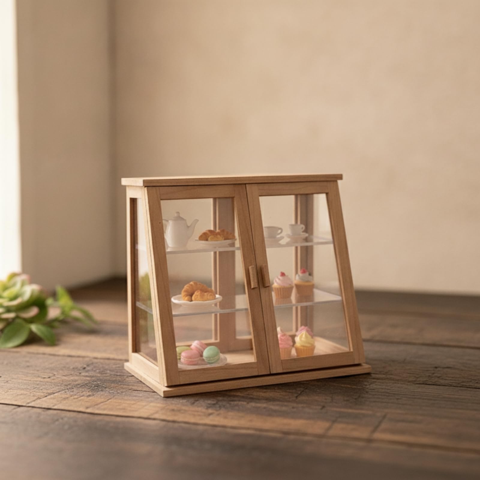 Vetrinetta in Miniatura Decorativo Mobile Portaoggetti Semplice Credenza per Diorama, Stile B