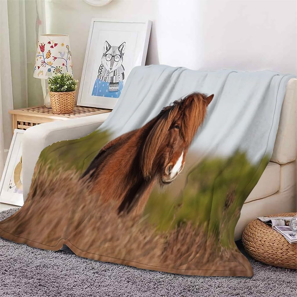 Koc konia krasnolud koc leśny koc na łóżko pojedyncze ciepłe miękkie koce na sofę flanelowe 180 x 200 cm na wszystkie pory roku