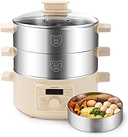 Joydeem DZG-A100 2-Tier Electric Food Steamer, 13.7qt Stainless Steel Vegetable Steamer, 6 Programs, 24H Preset & Keep Warm