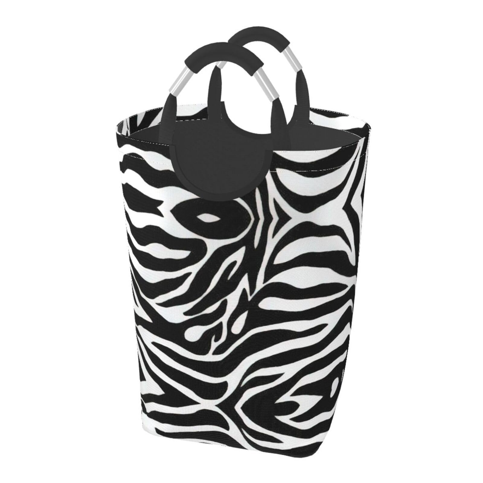 Zebra Print Print Laundry Hamper Collapsible Baskets With Handle Dirty Clothes Hamper Bag For Dorm Family Bathroom Decor Storage ﻿