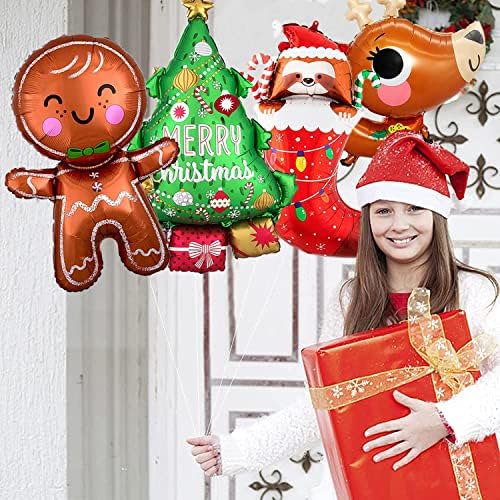 Christmas Foil Balloons for Kids Large Merry Xmas Balloons Party Decorations Giant Santa Christmas Tree Helium Balloon for Xmas New Year Party Decor