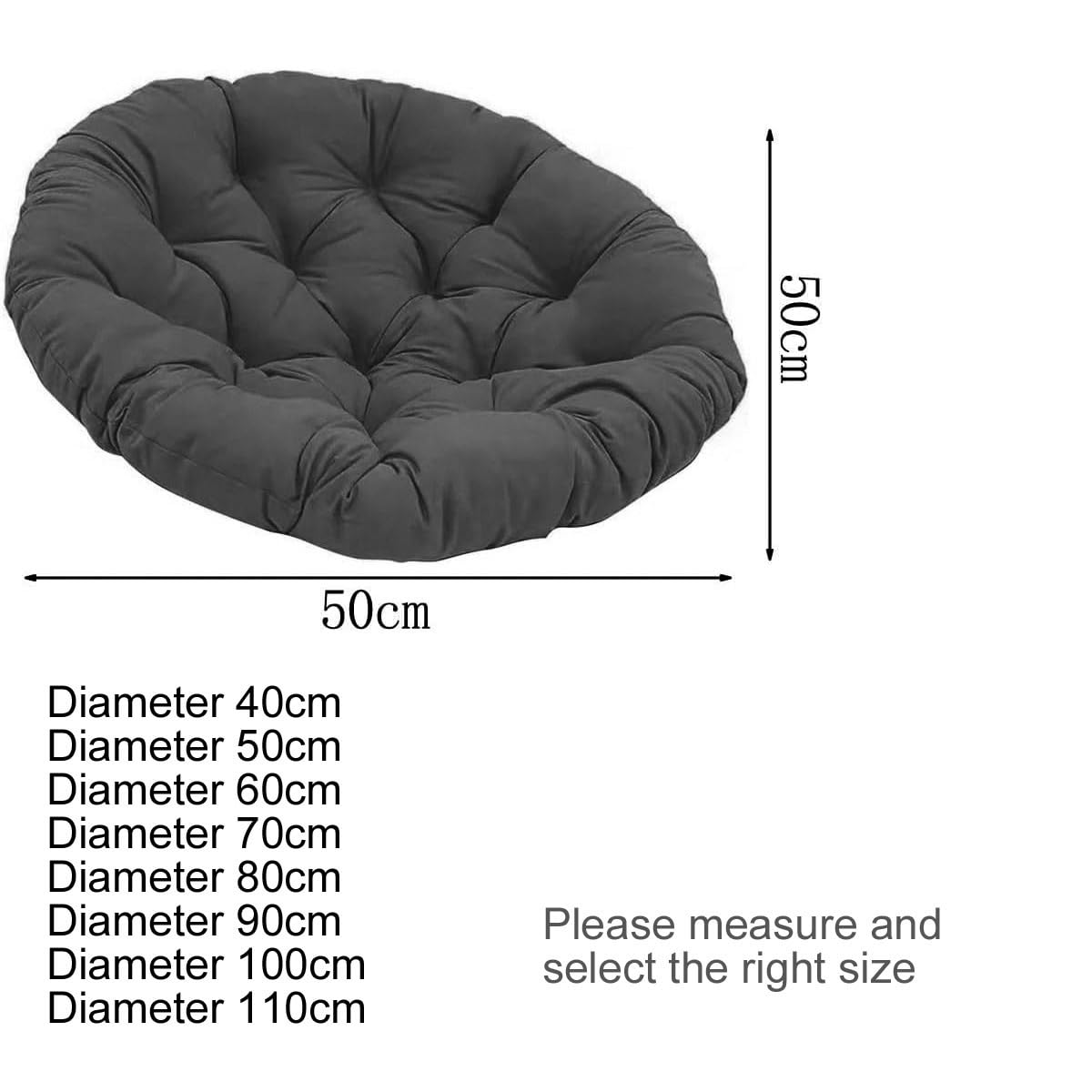 Generisch Rundes Hängesessel Kissen, Rattanstühle Sitzkissen, Outdoor Schaukel Stuhlkissen, Garten Hängendes Korb Stuhl Pad Eierstuhlkissen Polster (Stühle Nicht Enthalten)(Beige,110X110CM)