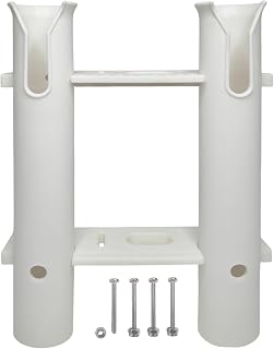 Pactrade Marine Fishing Rod Holder - Double-Tube Rack (1-Pack) - UV-Stabilized Wall Mount Storage System for Boat Garage Kayak, White