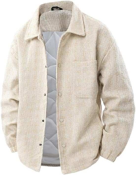 Unisex Lapel Stripe Jacket for Men, Autumn Winter Thickened Cotton Warm Loose Coat