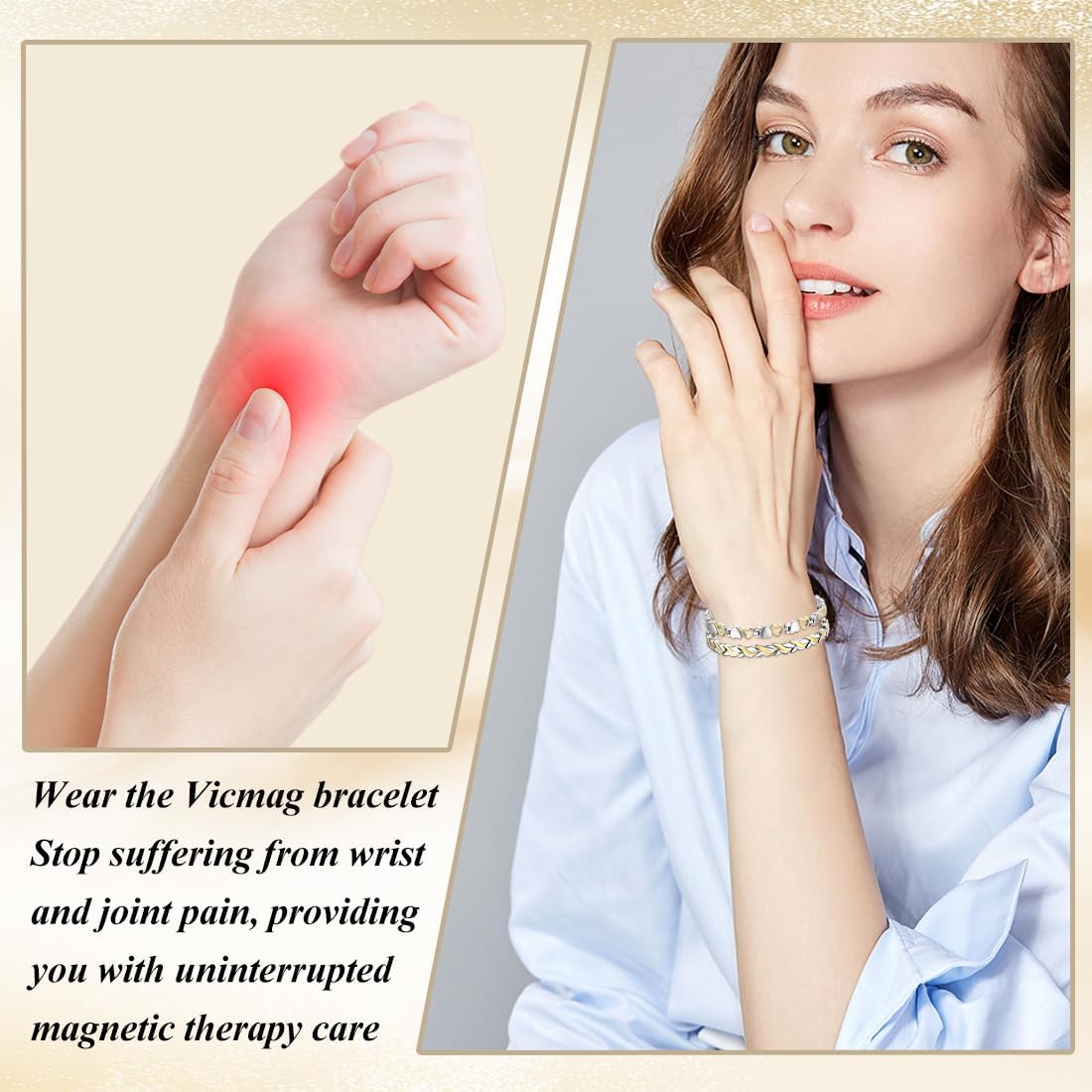 Vicmag Magnetic Bracelets for Women Titanium Steel Bracelet Strong Magnets with Adjustment Tool & Present Box - Image 5