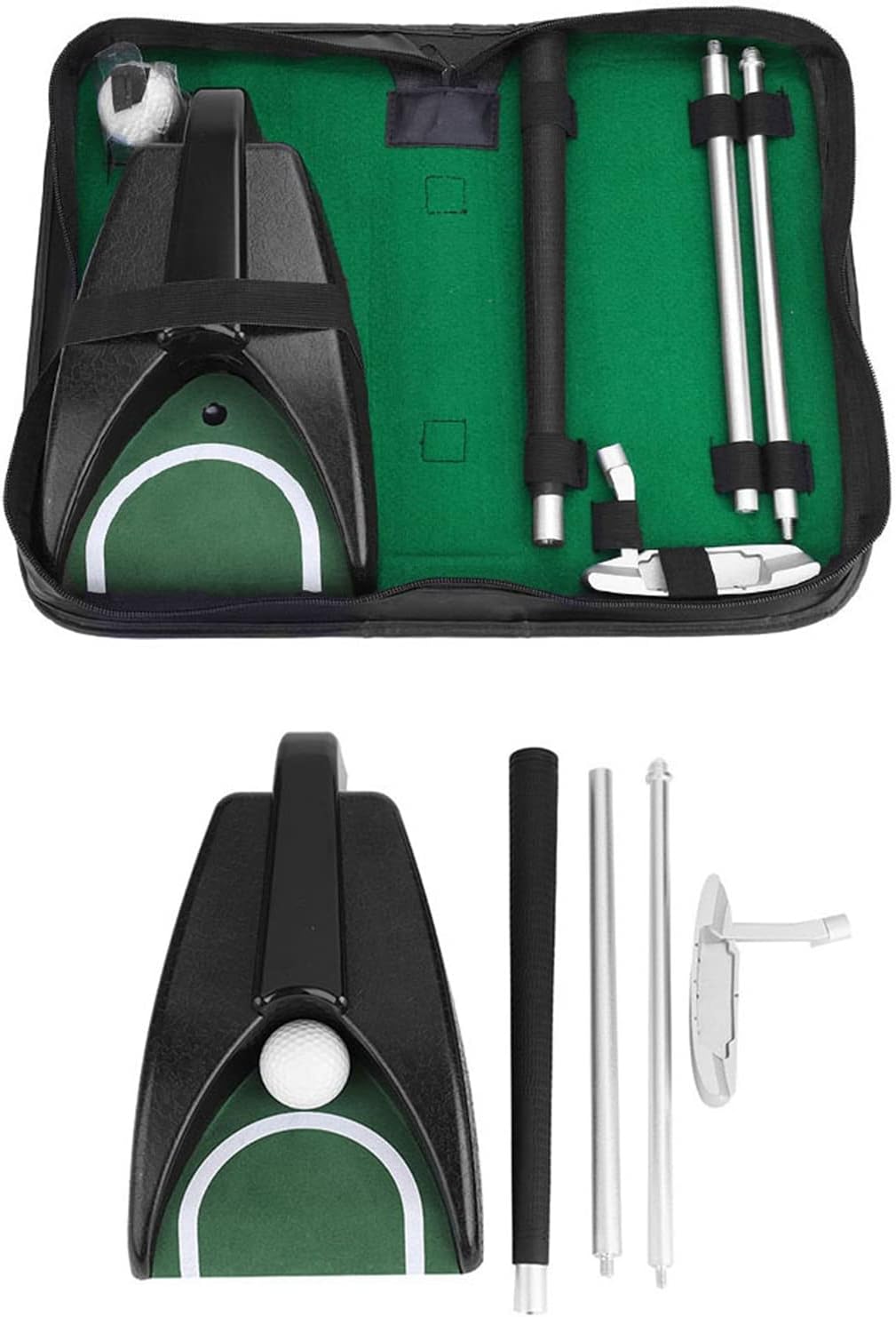Putter Training Kit | Auto Ball Return System for Indoor/Outdoor Practice | Detachable Stick with Storage Bag | Right - Handed Sports Aid for Beginners