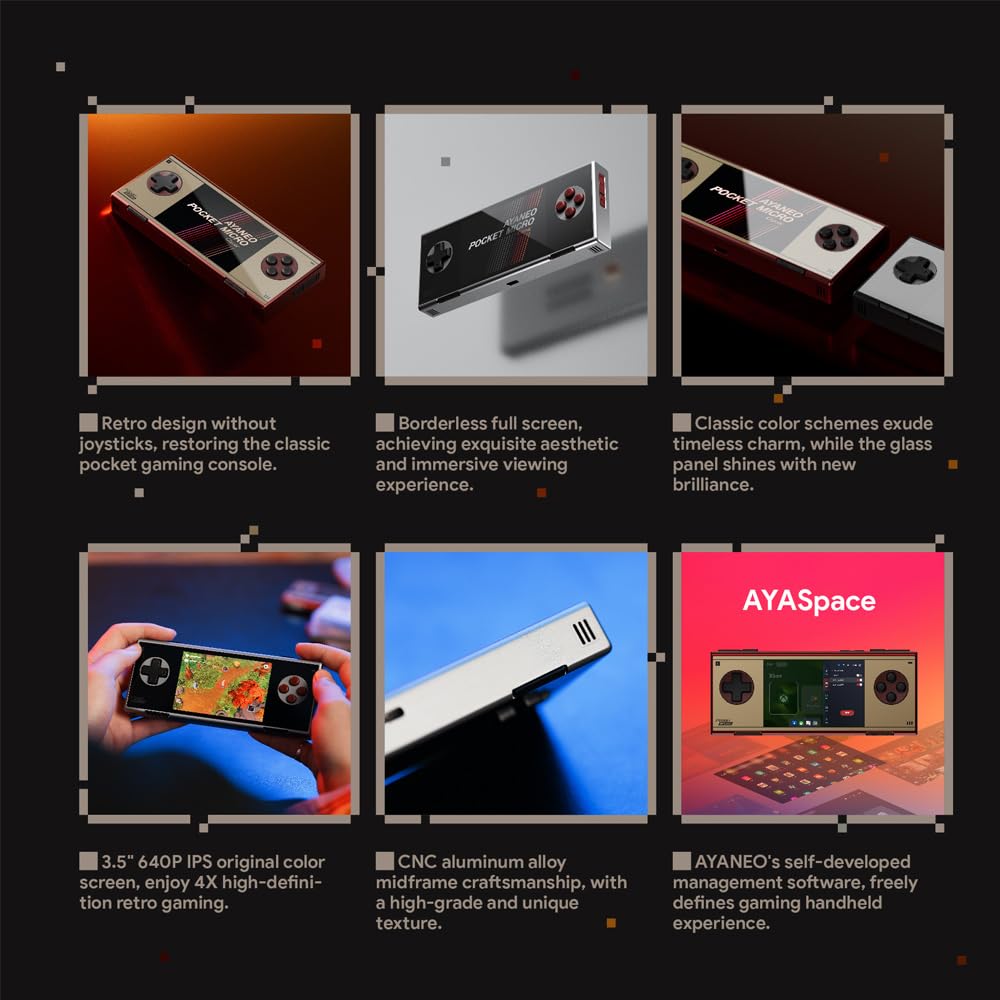 AYA NEO Pocket Classic Micro: Premium Android Retro Gaming Handheld with 3.5" IPS Display, 8GB RAM, 256GB Storage, Wi-Fi 5, Bluetooth 5.2, Helio G99, Hall Joysticks, 2600 mAh Battery