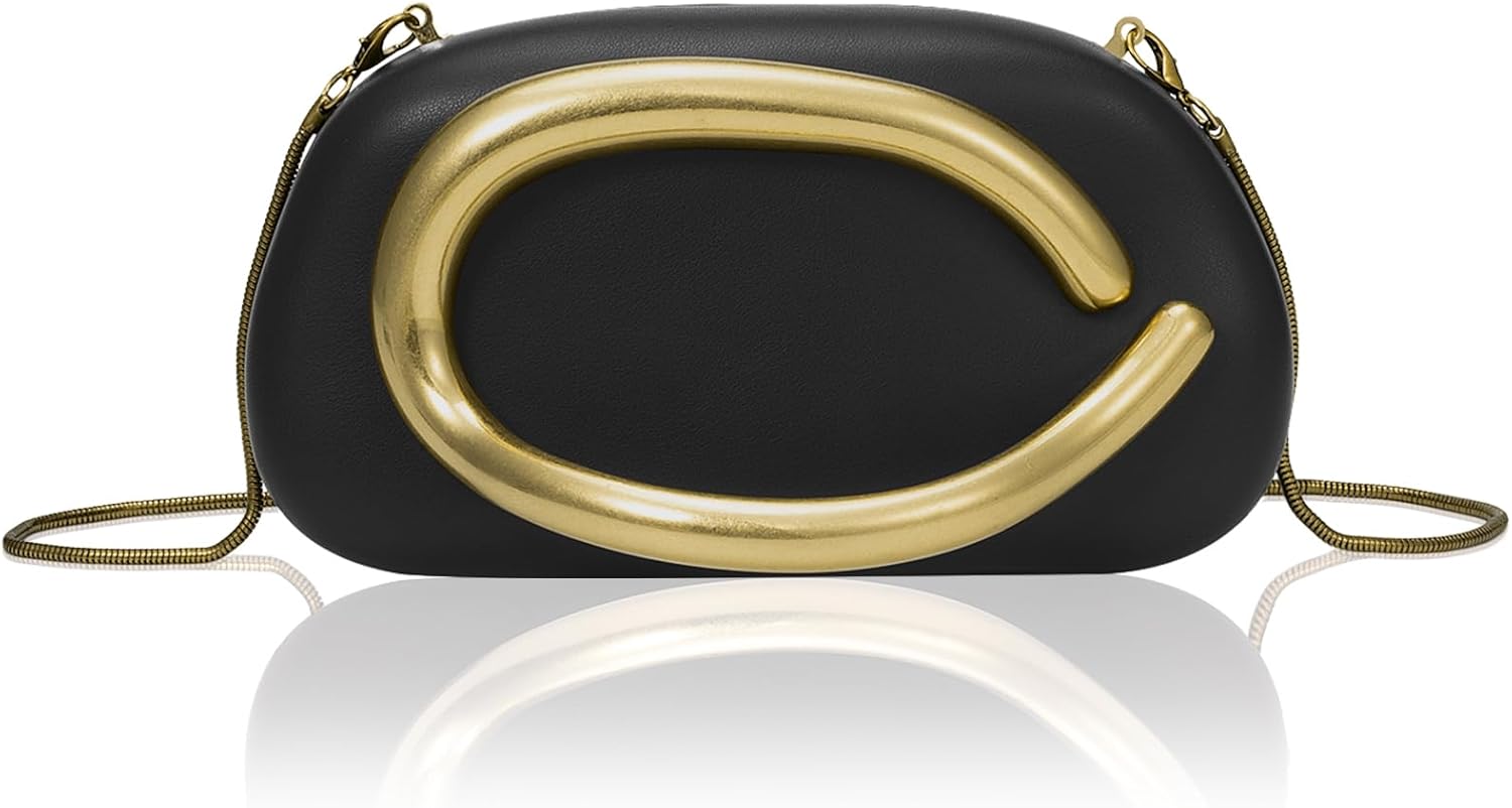 PU Leather Women's Evening Handbags Chocolates Clutch Purse Easy Match with Chain Crossbody Metal Decoration Shoulder Bag