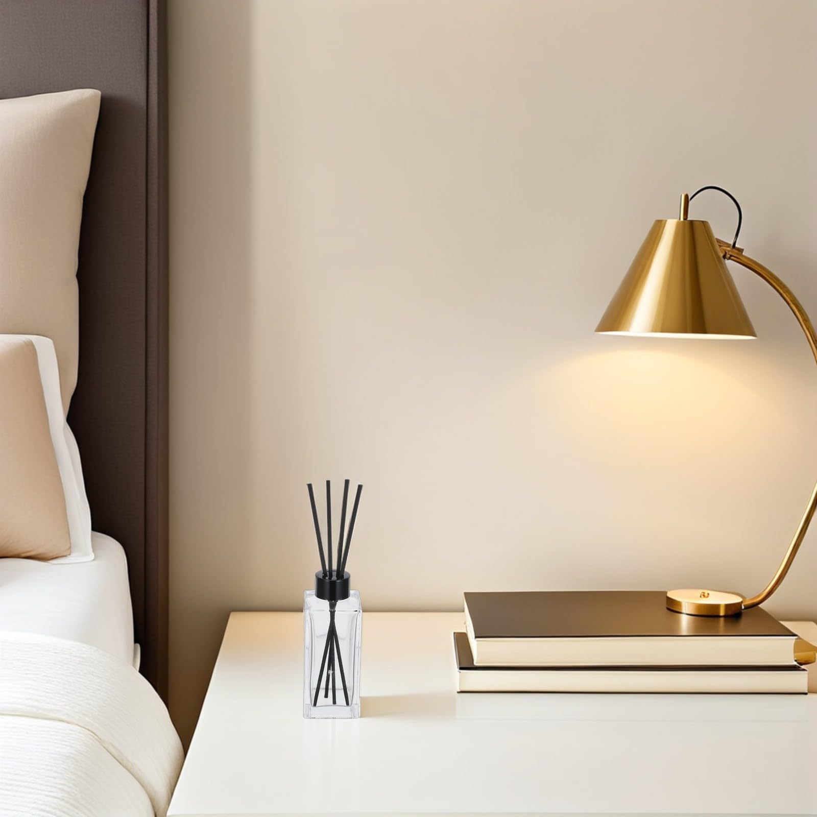 SHINEOFI 4 Ensembles Diffuseur de Parfum en Fibre de Verre pour Salle de Bain Bâtons D'aromathérapie, Fraîcheur Continue, Design Moderne et Élégant pour Petits Espaces