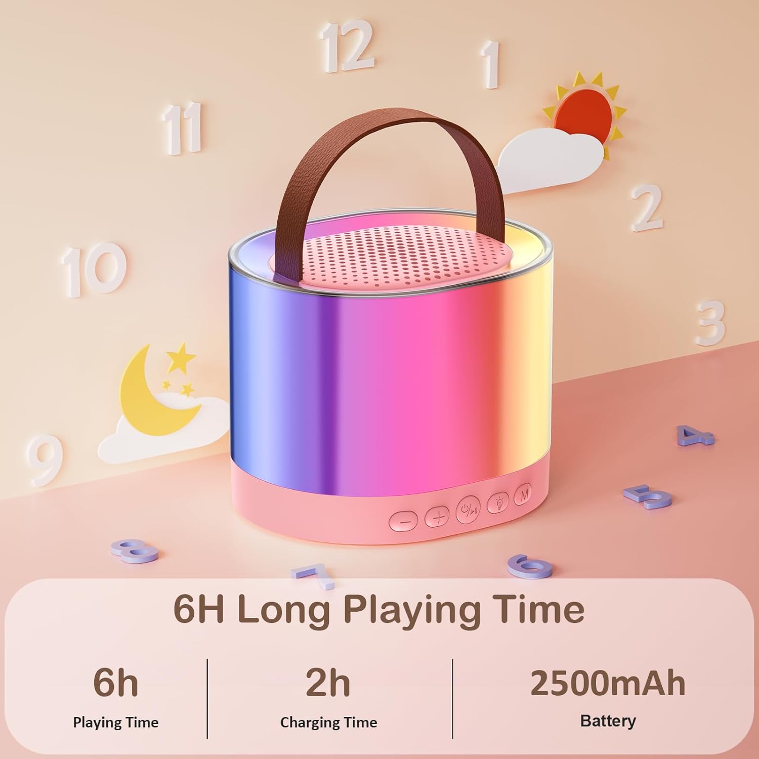 JYX Mini Karaoke Machine for Kids Adults, Portable Bluetooth Speaker with 1 Microphones, Support TF/AUX Input/4 Funny Magic Voice (Pink-1 Mic) - Image 6