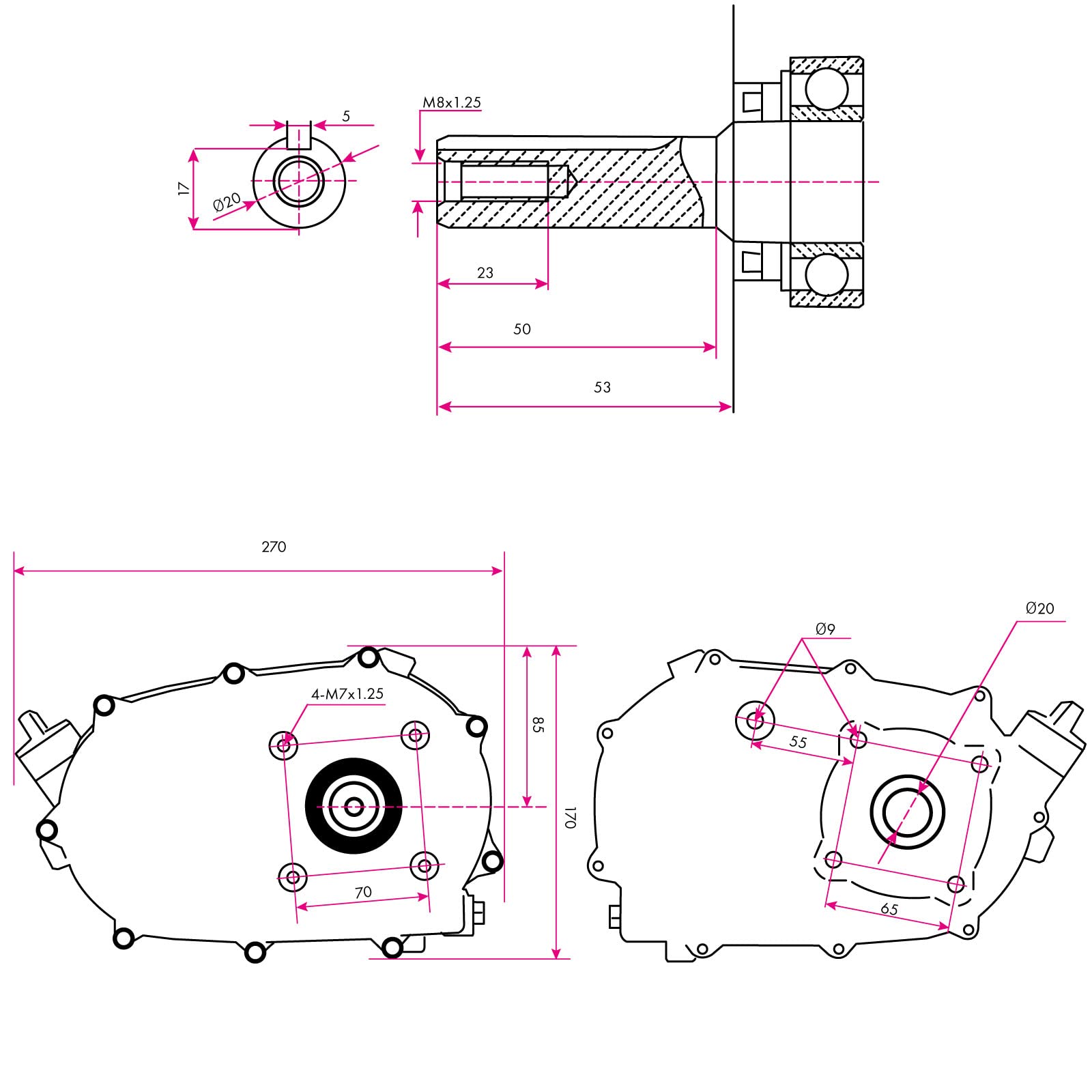 EBERTH Frizione a bagno d'olio Riduttore 2:1 per motore, frizione per motore a benzina e diesel fino a 15 CV, albero di entrata Ø20mm, albero di uscita Ø20mm, Frizione per Motore a Scoppio