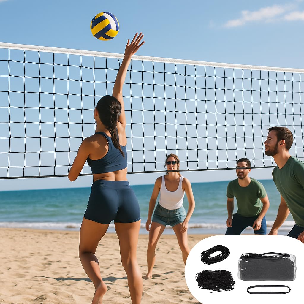 Red volei Playa Multideporte, 9,5 x 1 m, para Voleybol, Bádminton y Tenis, con Cuerda Reforzada, Resistente al Clima, Incluye Bolsa - reemplazo voley