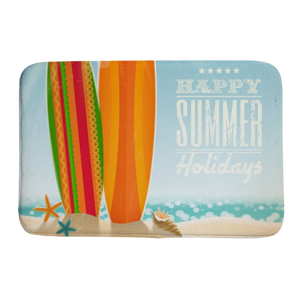 Tapis de salle de bain moelleux et anti-boulochage Hello Summer Surf