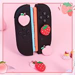 DLseego 4PCS Thumb Grips Designed for Nintendo Switch 2 2025, Soft Silicone Joycon Analog Controller Protective Anti-Slip Cover Button Joycon Joystick Caps Covers,Strawberry, Peach - Red Pink