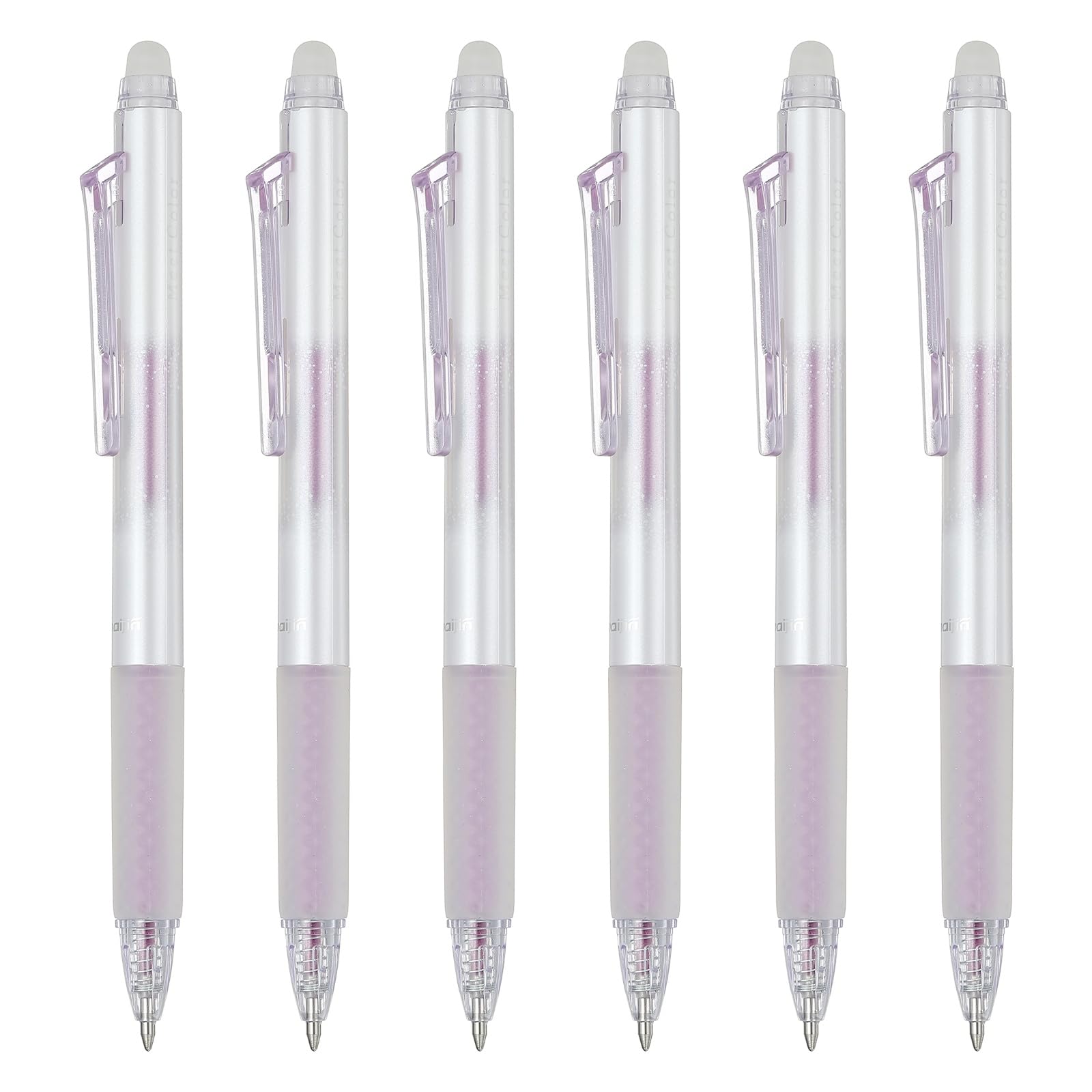 PATIKIL 6Pcs Erasable Gel Pens, 0.5mm Glitter Retractable Fine Point Heat Erasable Scented Pens Smooth Writing Markers with Strawberry Scent for Scrapbooking Painting Writing, Light Purple