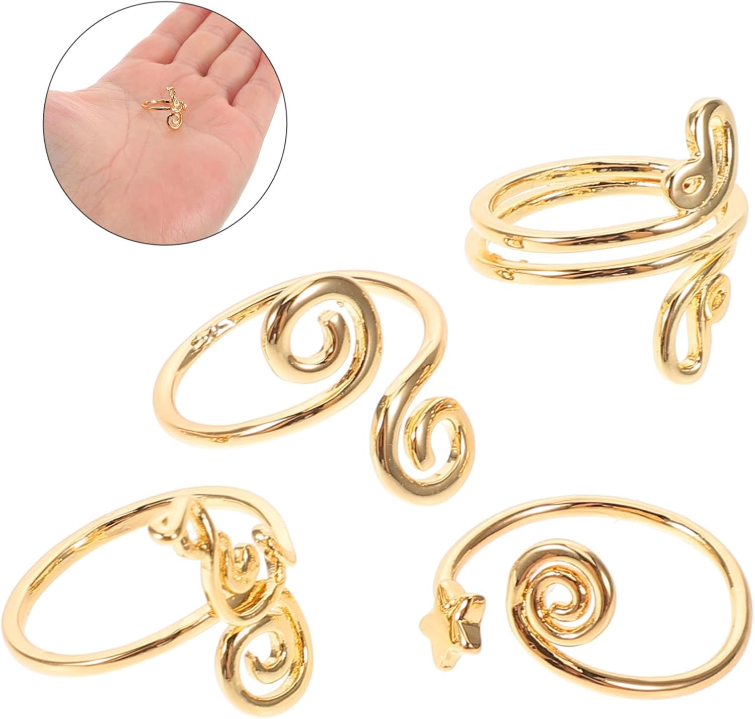 4pcs Adjustable Women Toe Rings Set Gold Zircon Open Band Summer Beach Foot Jewelry Stylish Sparkling Designs for Feet Accessories