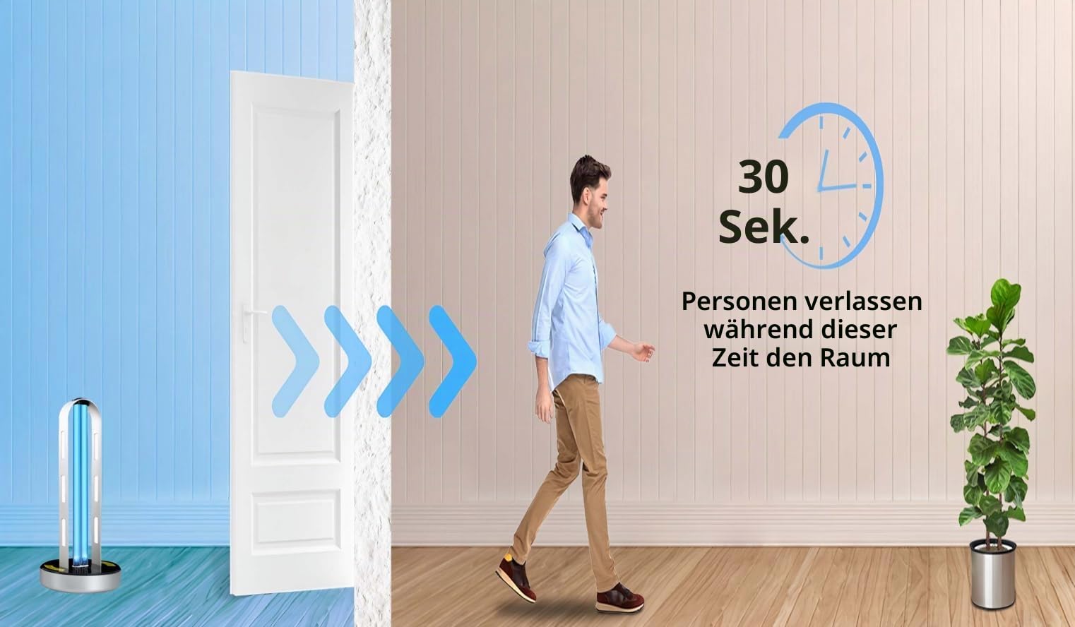 ZKX Professionelle UVC Desinfektions lampe 60W/120W - 99,9% Keimabtötung inkl. Ozon/Ozonfrei, Smart Timer & Bewegungssensor für Schnelle Desinfektion in Haushalt/Büro/Haustierbereichen