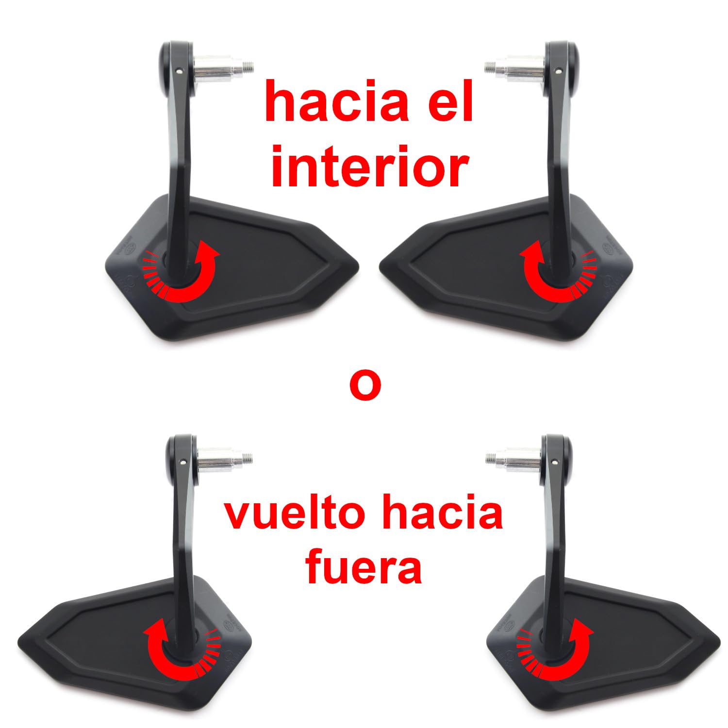 Area1 Espejos Retrovisores Moto para Manillar Universal Homologado, Negro, Par de Espejo Moto Manillar 7/8" 22mm compatible con Aprila