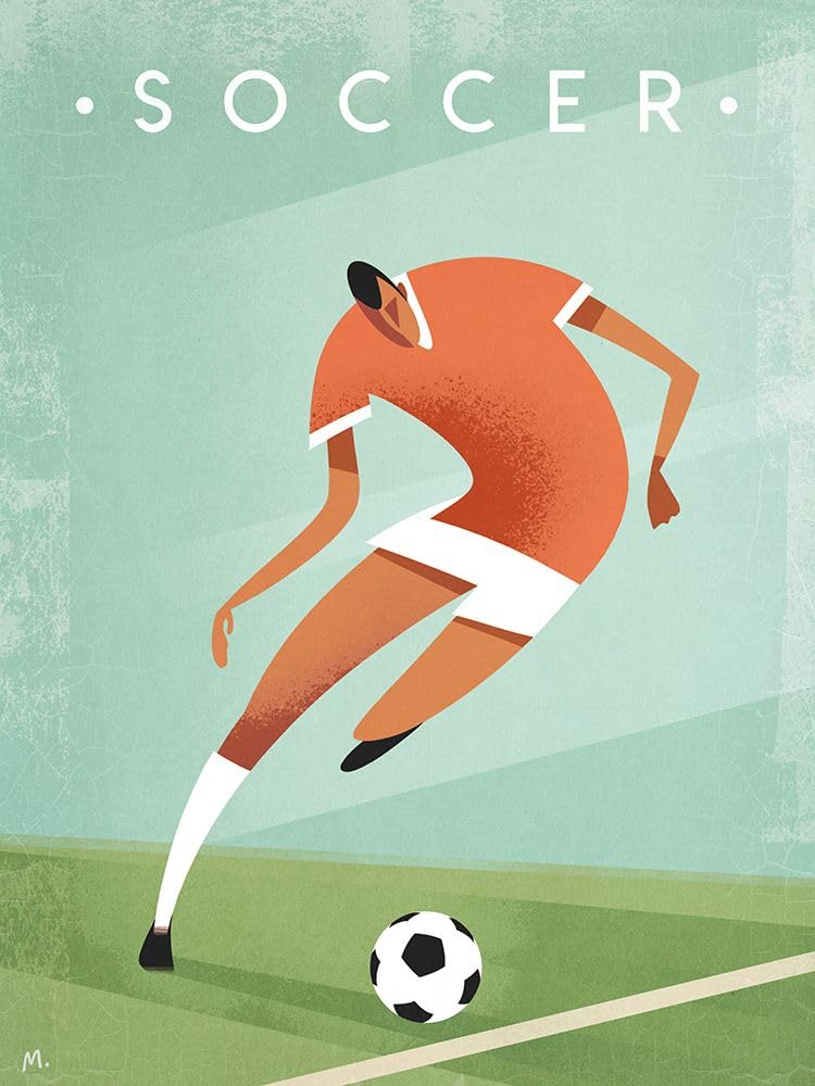 Vintage Soccer Poster Print - Martin Wickstrom (18 x 24)