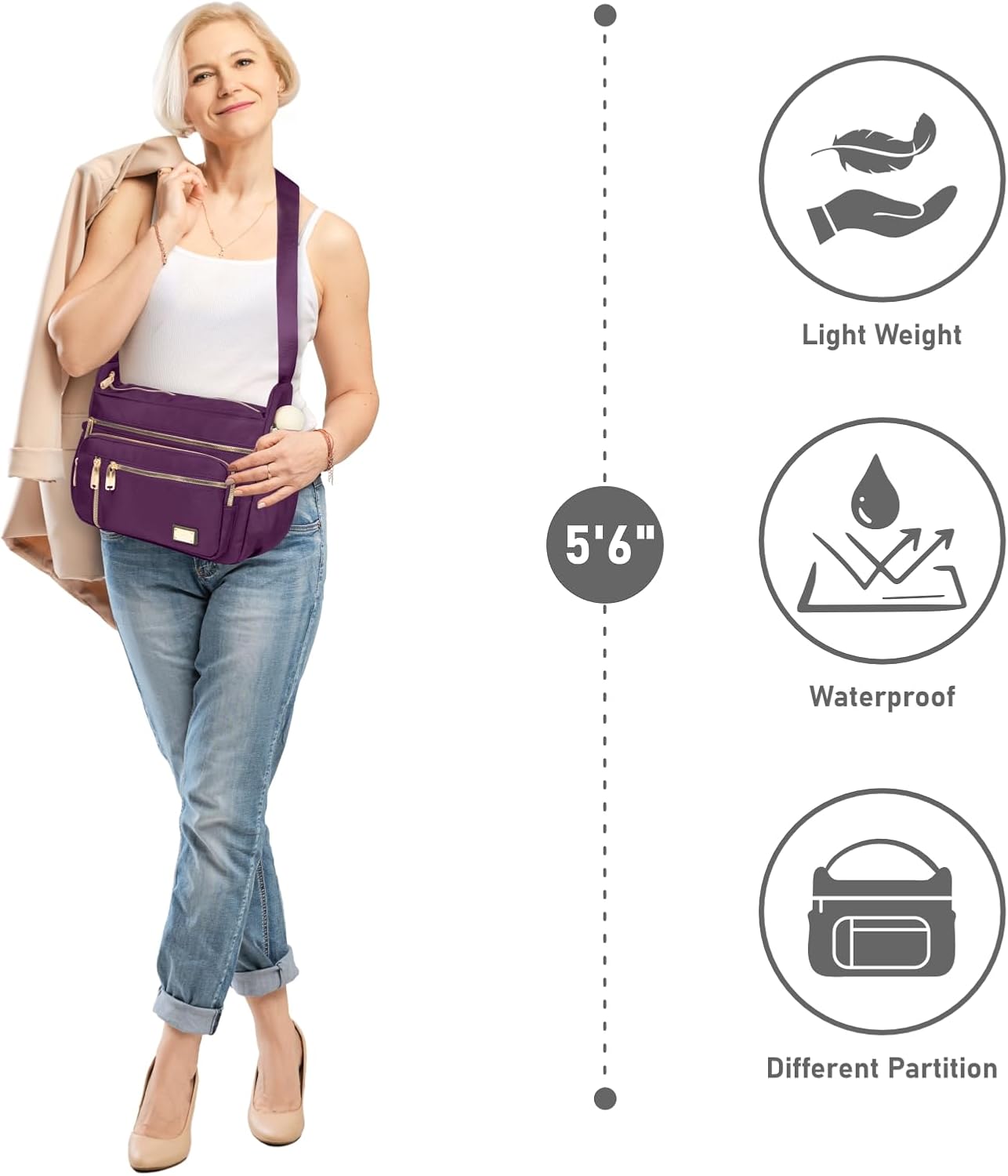 NPBAG Crossbody Bag for Women, Shoulder Purse Handbag Messenger Bag, Trendy Pocketbooks, Waterproof and Multi-Pockets - Image 7