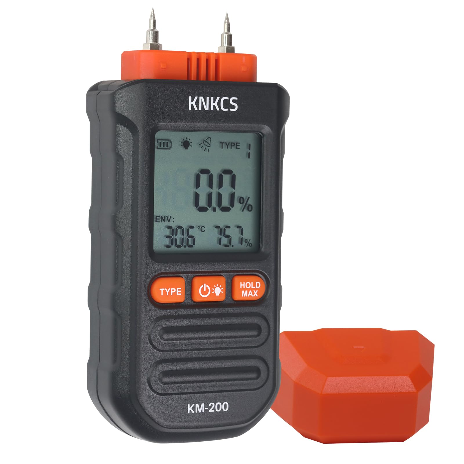 KNKCS Wood Moisture Meter for Lumber - Ideal Moisture Meter for Wood, Firewood, Lumber, Bricks, Floors, Drywall - Accurate to 0.1% with Backlit LCD, Temperature & Humidity Display