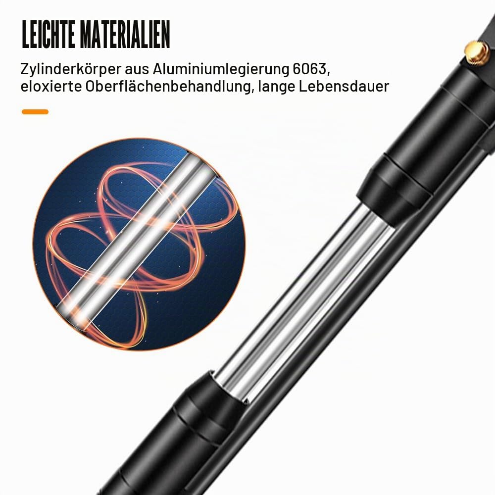 Stoßdämpferpumpe, 320 PSI Hochdruck Digital Fahrradpumpe, Anti Leck Ventil, Mountainbike Gabelpumpe mit Manometer Luftablassknopf für Vorderradgabel Hinterradaufhängung