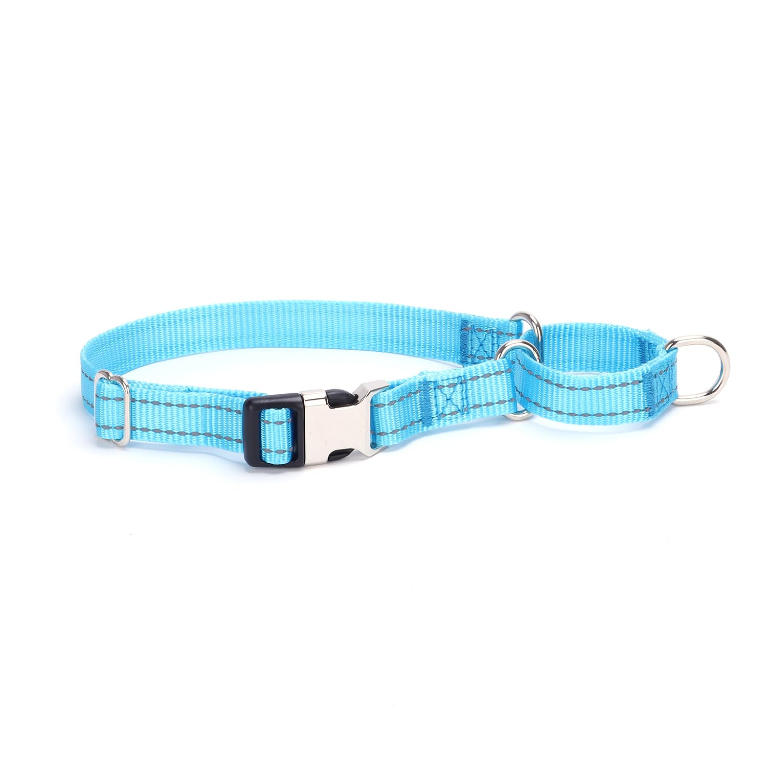 Weimostar Martingale Collar for Dogs Nylon Reflective Puppy Collar Adjustable Buckle Safety Training Walking Soft for Small Medium Large Girl Boy Pets Light Blue L